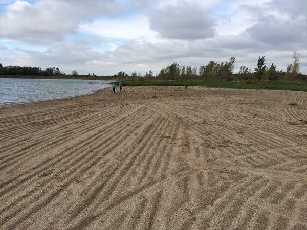 Removing rocks and debris from beach area